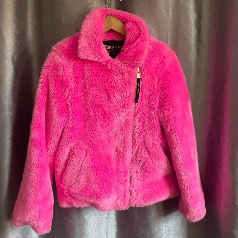 Juicy Couture Black Label Furry Pink Jacket - Picture 1 of 9